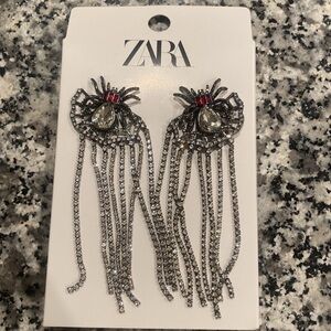 NWT ZARA jeweled spider chain earrings